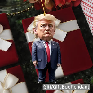 3-Piece Classic Style Trump-Inspired Acrylic Christmas Ornaments - Shiny Car & Tree Decorations, Perfect Festive Gift Idea for Holiday Season