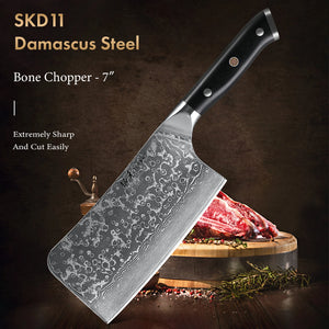 Bone Chopper Knife Japanese Damascus Steel Sharp Kitchen Cleaver Boning Cutting Knife