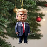 3-Piece Classic Style Trump-Inspired Acrylic Christmas Ornaments - Shiny Car & Tree Decorations, Perfect Festive Gift Idea for Holiday Season