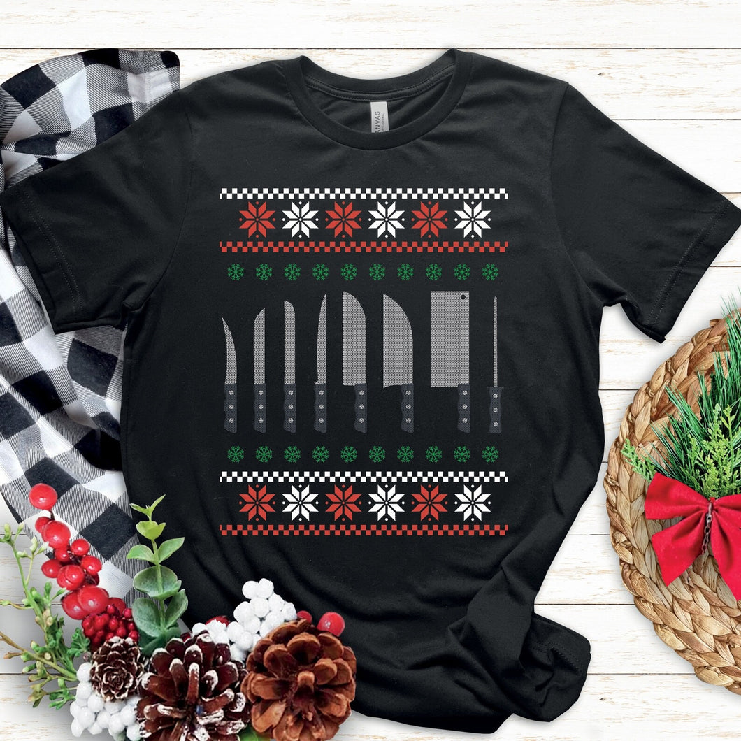 Christmas Chef Shirt | Ugly Xmas Sweater Cook Knives Gift