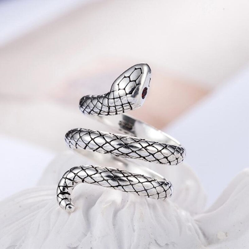 925 Sterling Silver Red Eyes Snake Rings For Chef