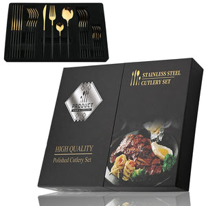 24Pcs Cutlery Set Stainless Steel Festival Kitchen Dinnerware Gift - KITCHEN TOOL