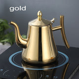 Gold Teapot with Infuser Stainless Steel Water Kettle Tea pot Polish Fashion - KITCHEN TOOL