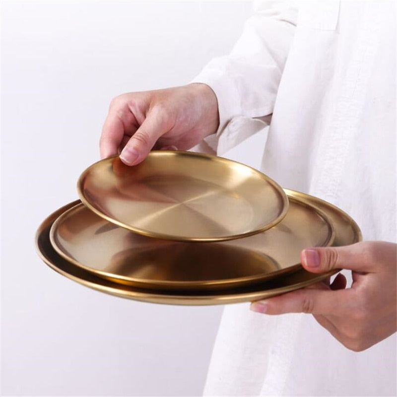 European Style Dinner Plates Gold Dining - KITCHEN TOOL