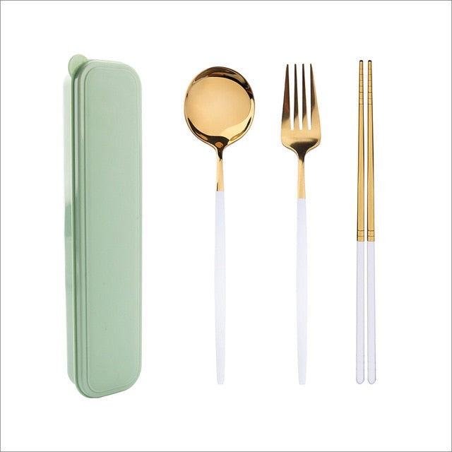 Tableware chopsticks Fork Spoon Dinnerware Set with Box - KITCHEN TOOL