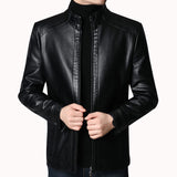 Men's Leather Jacket Brand Autumn Spring Casual Zipper Leather Jacket warm chef uniform