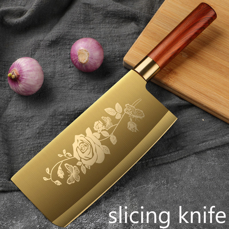 Golden Titanium Plated  Kitchen Knives Bone Chef