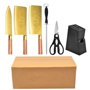 Golden Titanium Plated  Kitchen Knives Bone Chef